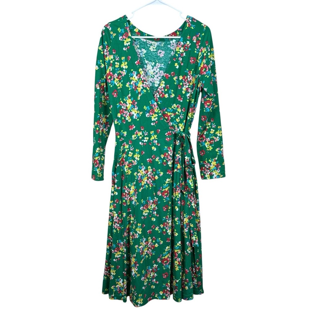 Vintage DVF Diane Von Furstenberg Wrap Dress Long Sleeve Green Floral Size 6